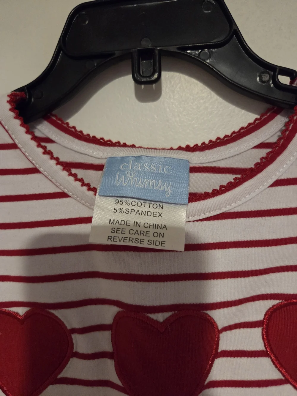 Girls Red & White Heart Stripe Top with Red Leggings - Classic Whimsy